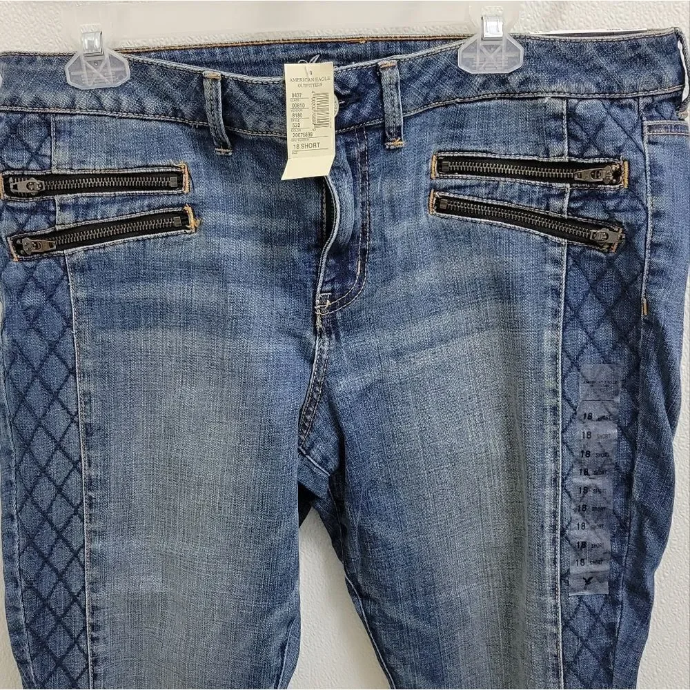 American Eagle Womens Low Rise Skinny Jeans Jegging Ankle  Zippers  18 S NWT